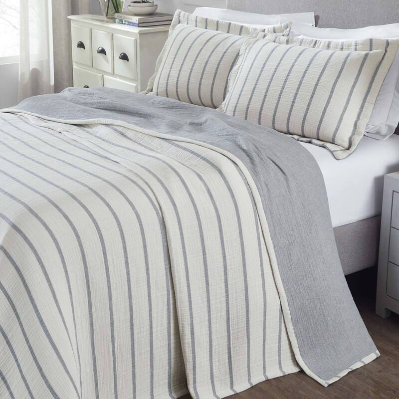 Superior Valencia Reversible Cotton Matelasse Bedspread and Sham Set