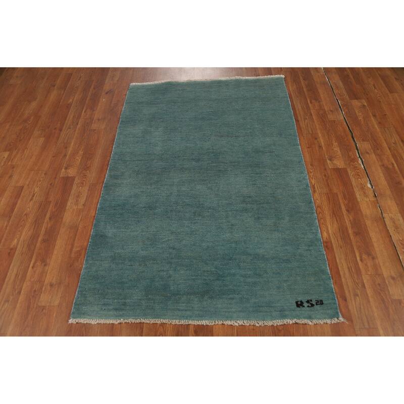Modern Blue Gabbeh Oriental Rug Handmade Wool Carpet - 3'3" x 4'10"