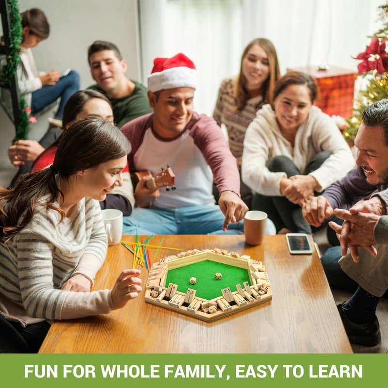 Shut The Box Game Upgraded Wooden Board Games 1-6 Players for Adults, Kids