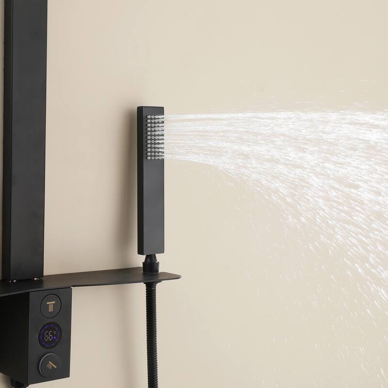 36"H Stainless Steel Exposed Rain Shower System With Handheld Shower (Valve Not Included)