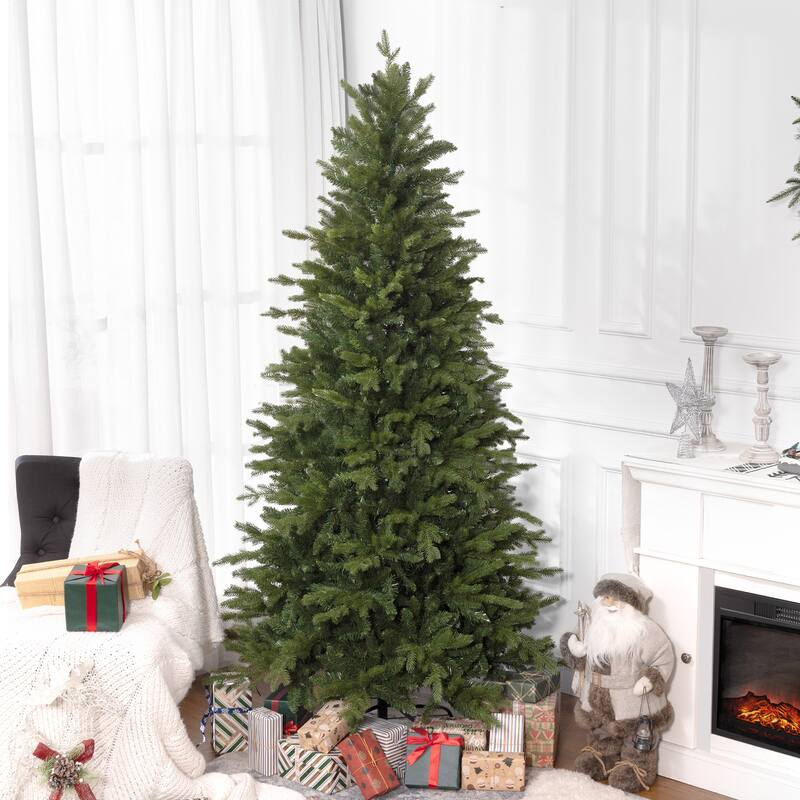 Lush 7ft Artificial Christmas Tree, Easy Setup with Hinged Branches and Metal Stand