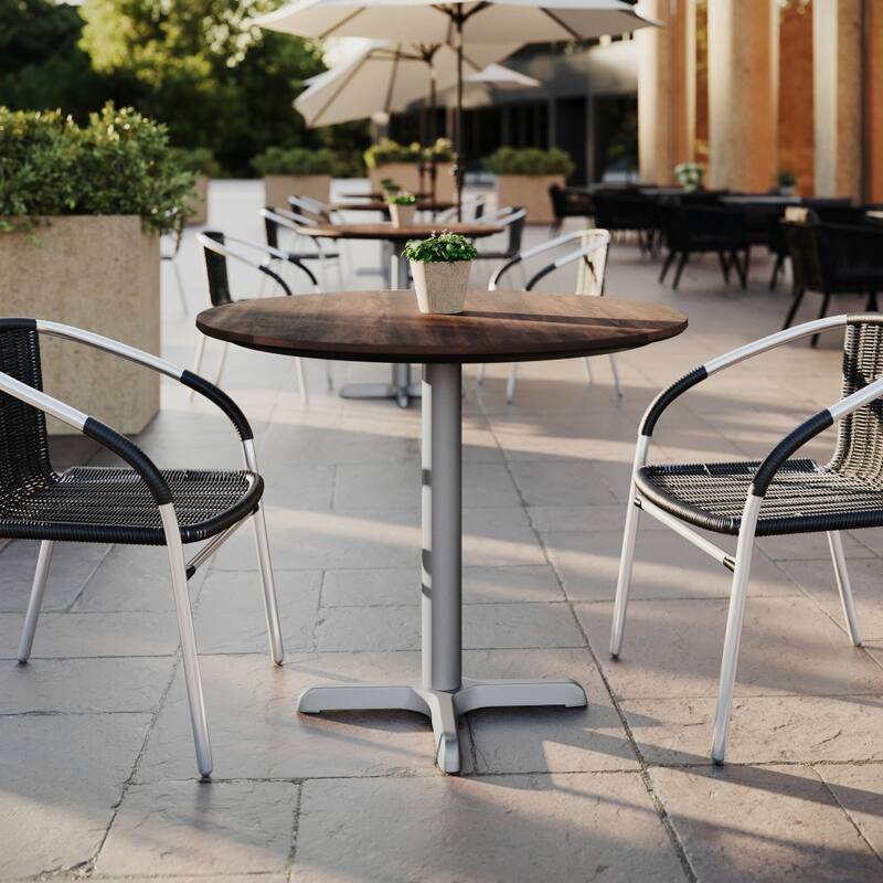 Commercial All-Weather HPL Tabletop with Crisscross Base
