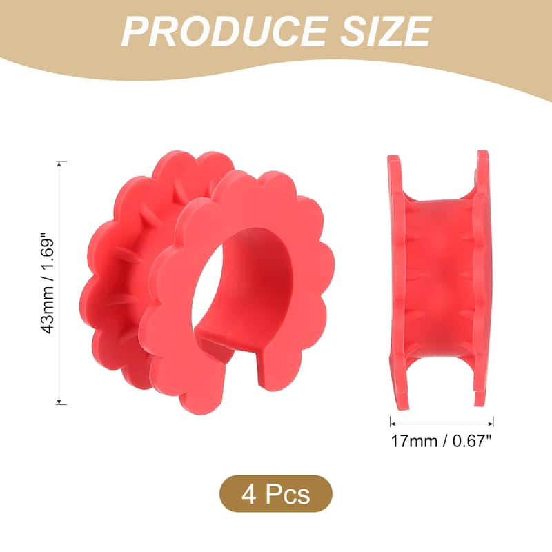 4Pcs Clothes Hanger Windproof Fixed Hook, Anti-Off Hanger Ring Hooks - 1.69"x0.67" - Red
