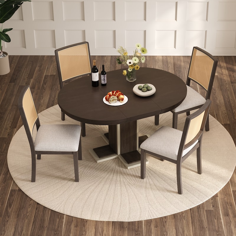 Round Dining Table for 4 with Chairs Set
