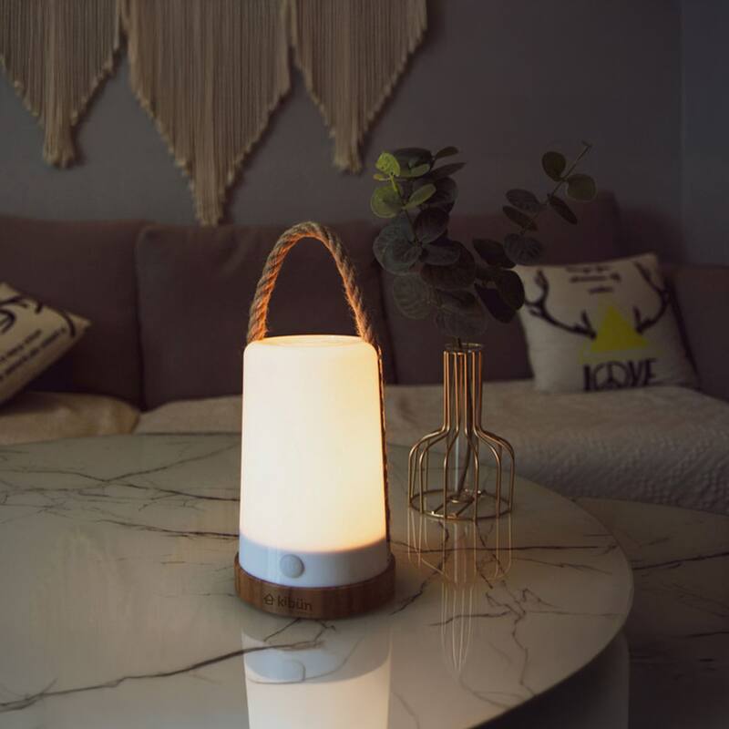 Kibun by Bulbrite Groove Cordless LED Outdoor Table Lamp with Dimmer, Built-in Rechargeable Battery, 3-Level Brightness, White