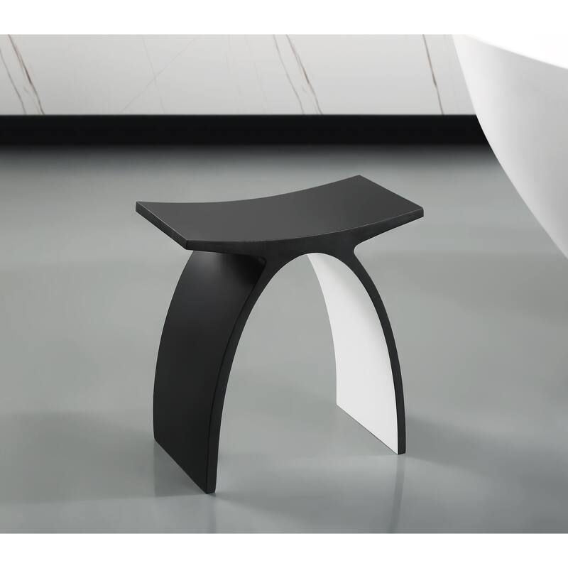 Black Matte Arched Solid Surface Resin Bathroom / Shower Stool