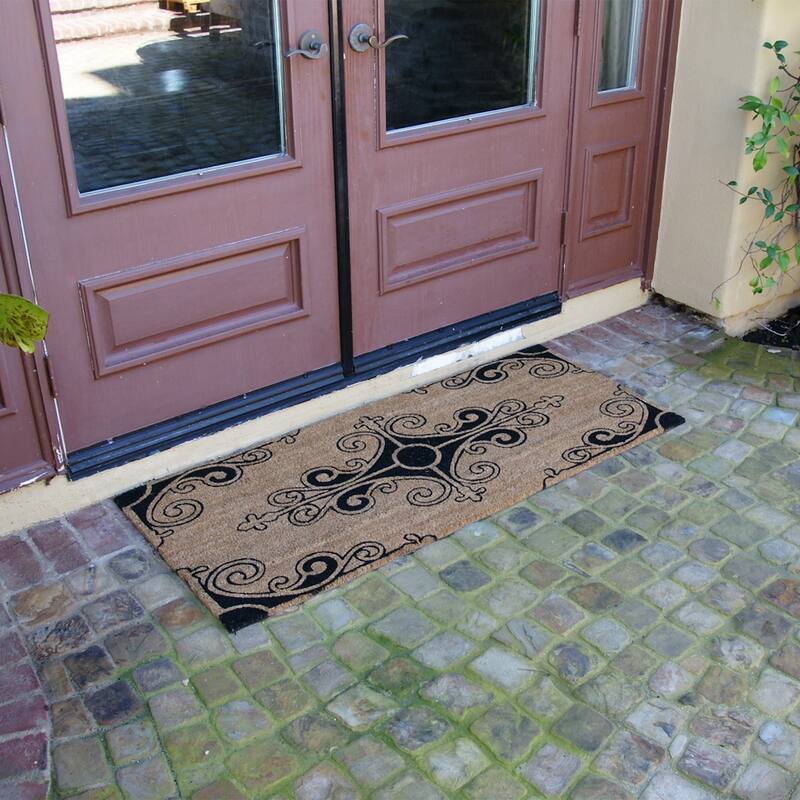 Rubber-Cal "Traditional Fleur de Lis French Mat" Large Front Door Mat, 24 by 57-Inch