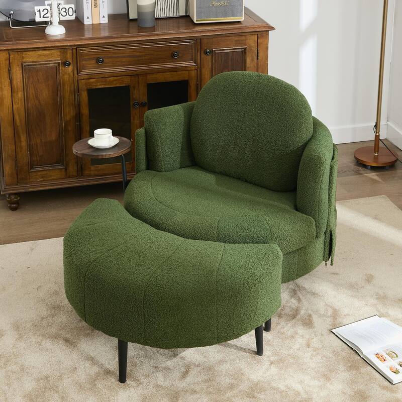 Lamb Velvet Sofa Chair with Footstool