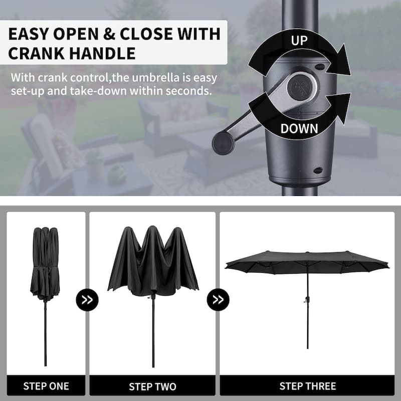 Autlaycil 13 ft Patio Umbrella with Crank For Outdoor Umbrella Base Included