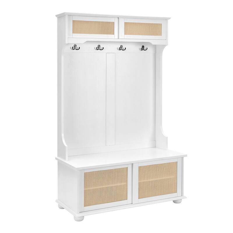 40W Hall Tree and Shoe Bench with Doors