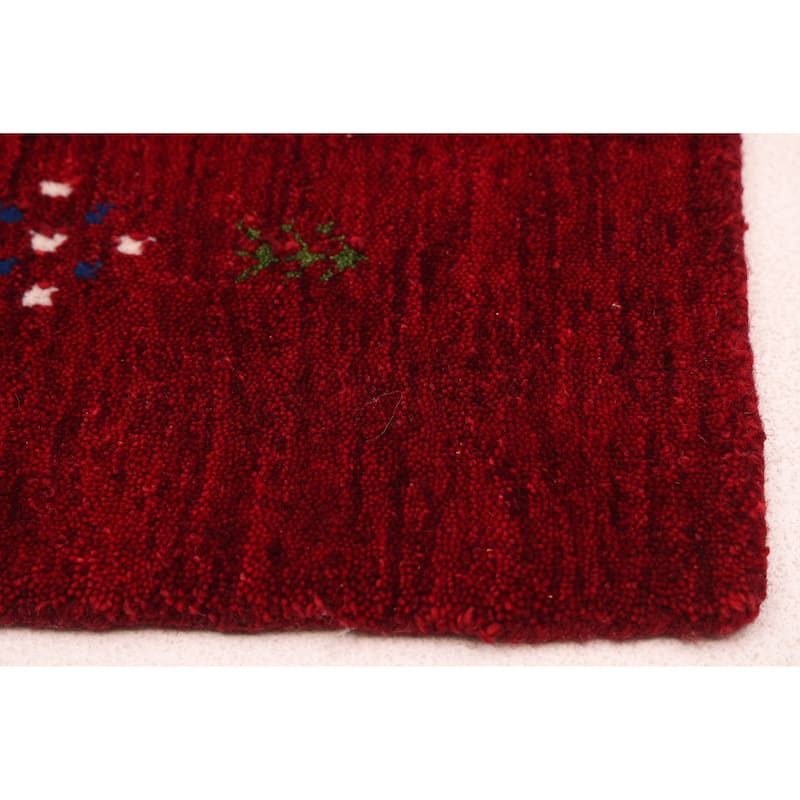 ECARPETGALLERY Hand Loomed Kashkuli Gabbeh Dark Red Wool Rug - 4'1 x 5'9