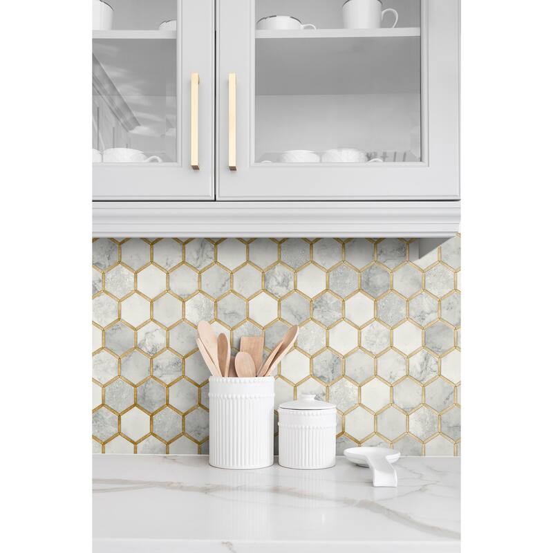 NextWall Inlay Hexagon Peel and Stick Wallpaper