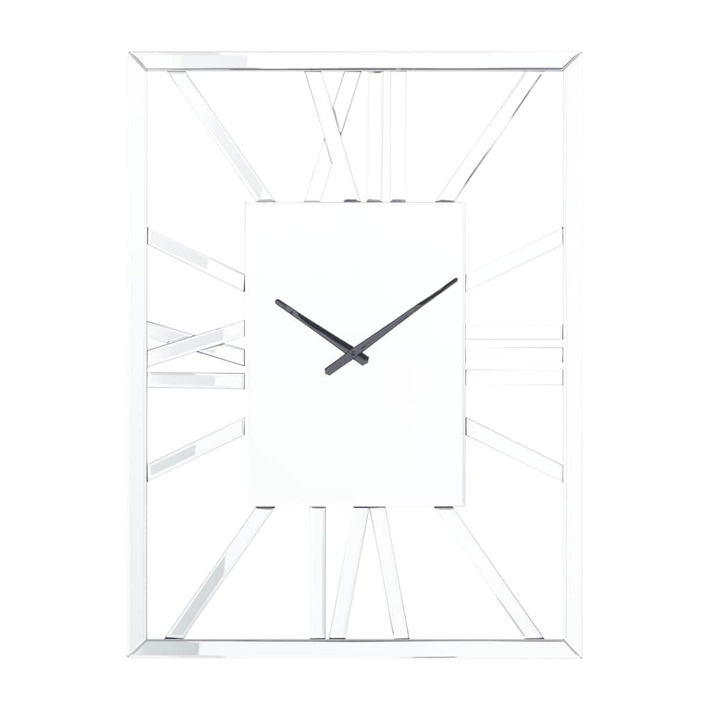 Glass Decorative Wall Clock - Silver - Roche River Decor