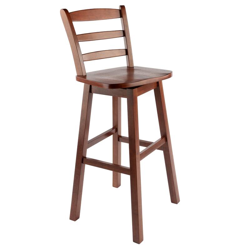 Ladder-back Swivel Seat Bar Stool, Walnut - 16.38 x 18.27 x 43.68 inches