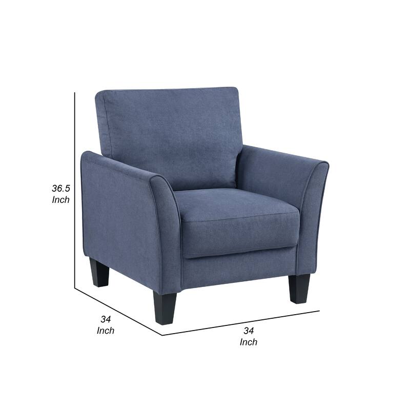 Xumo Sofa Armchair, Blue 34 Inch, Black Tapered Wood Legs