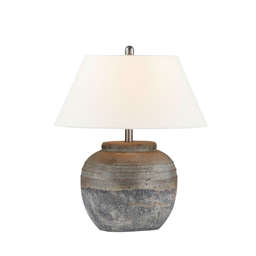 Garrison 23" Table Lamp with Linen Shade, Brown/Taupe