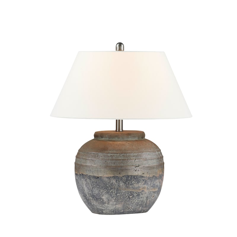 Garrison 23" Table Lamp with Linen Shade, Brown/Taupe