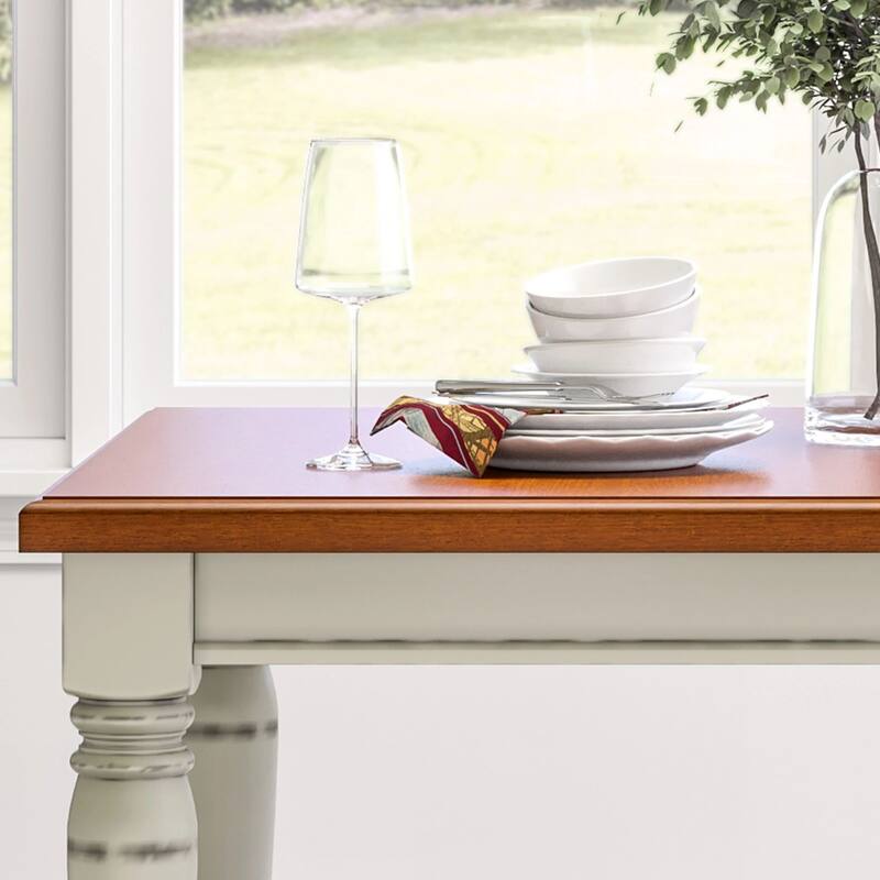 Monarch 5-Piece Rectangular Off-White Dining Table (with an 18" removable leaf) and Four Double X-back Chair Set by Homestyles