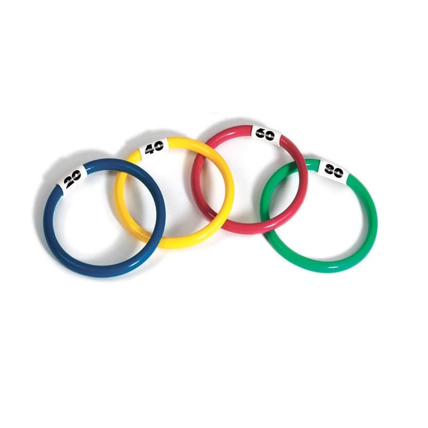 Set of 4 Vibrantly Colored Dive Ring Swimming Pool Toys 5.75" - N/A
