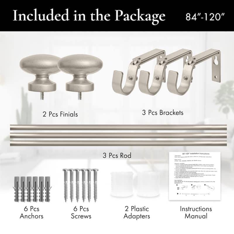 Meriville 1-Inch Diameter Prima Single Window Curtain Rod