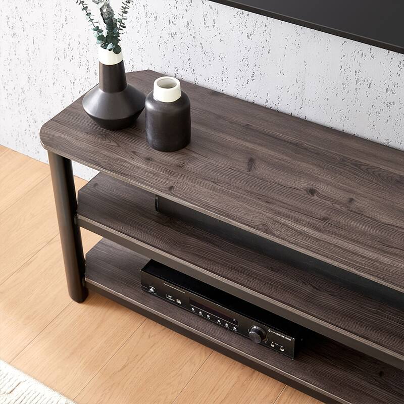 Oxford 62” TV Stand with LED Lights and Unfold Assembly for TVs up to 65” - 62" Width - Fits TVs 30" to 65"