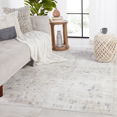 Irena Abstract Light Gray/ Gold Area Rug
