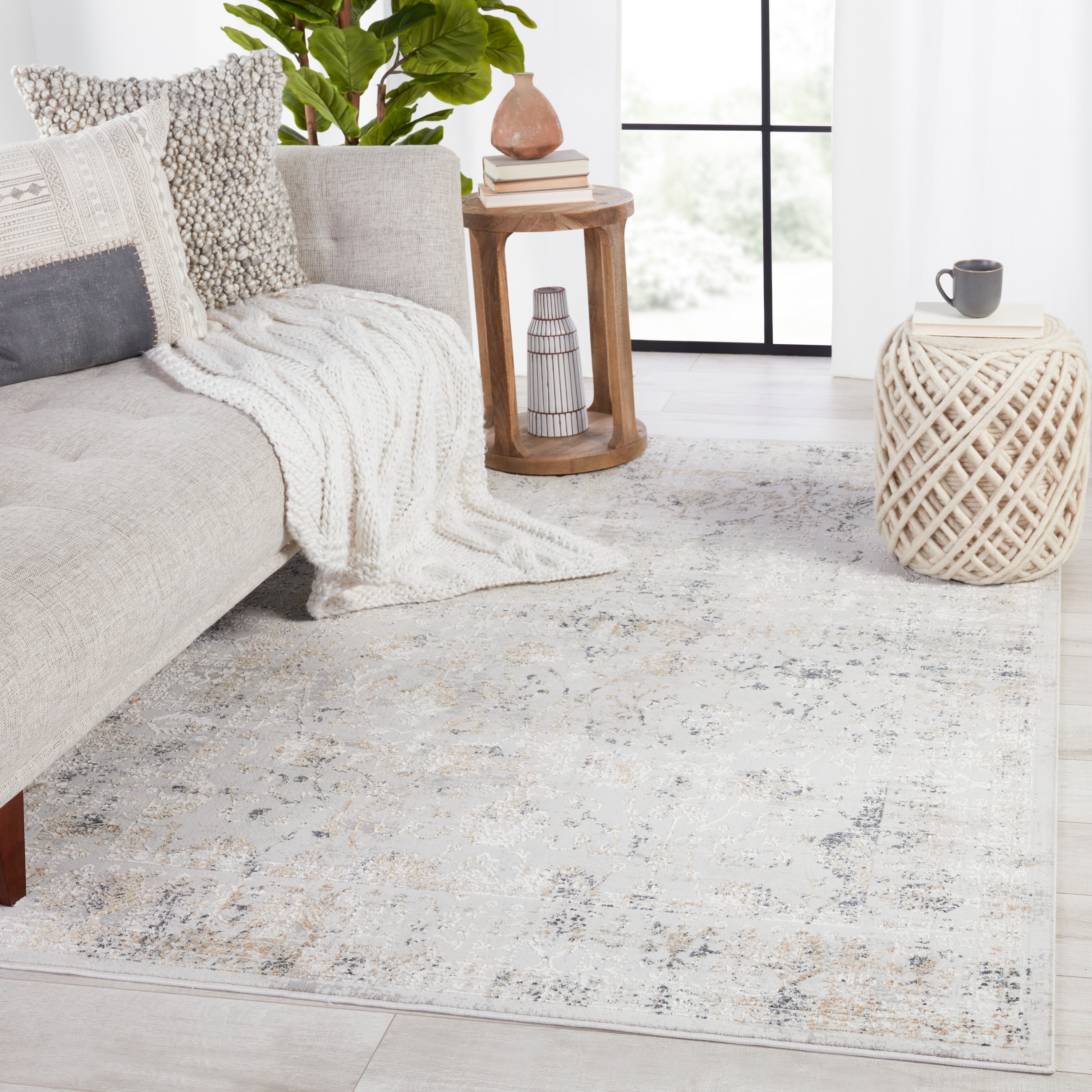 Irena Abstract Light Gray/ Gold Area Rug