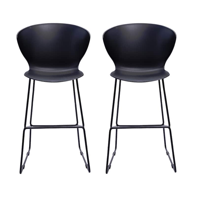 Set of 2 Contemporary Plastic Counter Height Bar Stools