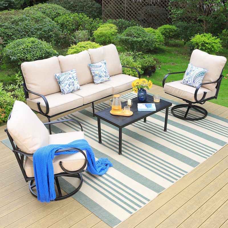 MAISON ARTS 5/7-Seat Patio Conversation Set with 3-Seat Sofa, 2/4 Single Chairs, 2-Seat Sofa and 1 Coffee Table