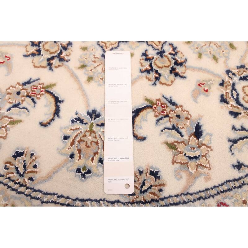 ECARPETGALLERY Hand-knotted Nain Cream Silk, Wool Rug - 5'0 x 5'0