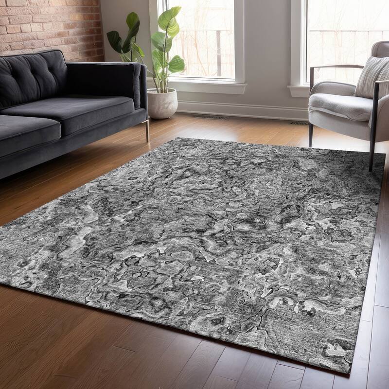 Machine Washable Indoor/ Outdoor Chantille Abstract Modern Rug