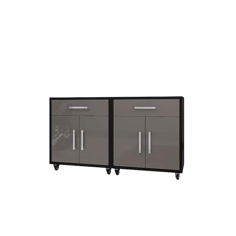 Manhattan Comfort Eiffel Mobile Garage Cabinet (Set of 2)