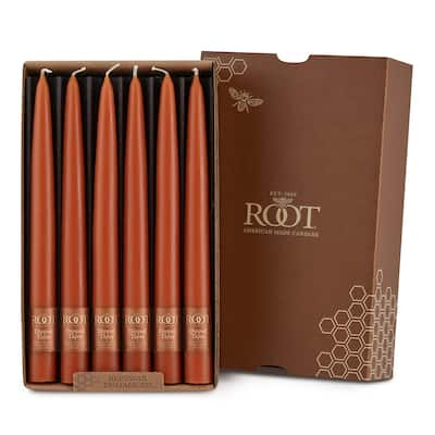Root Candles 7919 Unscented Smooth Hand-Dipped 9-Inch Taper Candle, 12-Count, Rust - 9"H x .88" x .88"