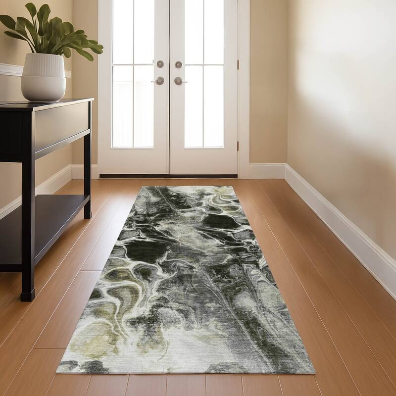 Premium Washable Super Soft Modern Abstract Mayfield Rug - Pewter - 2'3" x 7'6"
