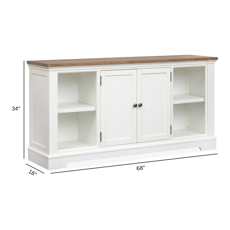 Magnussen Home Kingston Whisper White And Cerused Nutmeg Credenza - 68''W x 18''D x 34''H