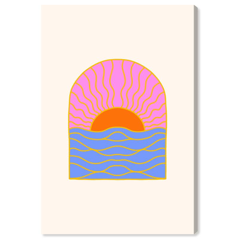 Wynwood Studio Canvas Abstract Sun Paradise Purple and Dark Orange Modern & Contemporary Wall Art Canvas Print - 36 x 24