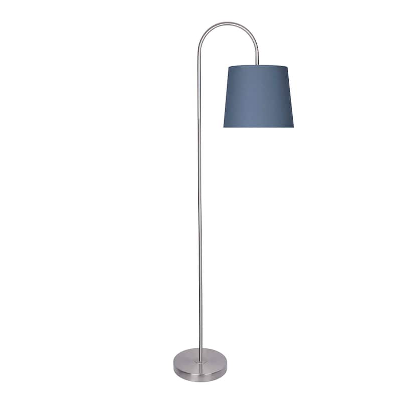 Cane 62" Metal Floor Lamp - Brushed Nickel/Navy Shade