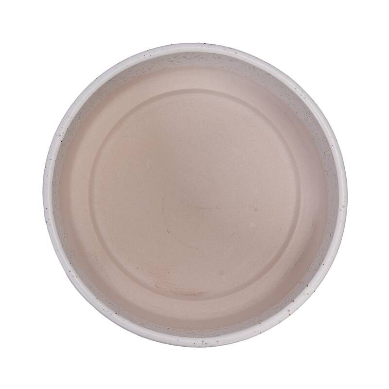 Handmade Ceramic Planter Set of 2, 11" & 8" Diameter, White with Vertical Ridges