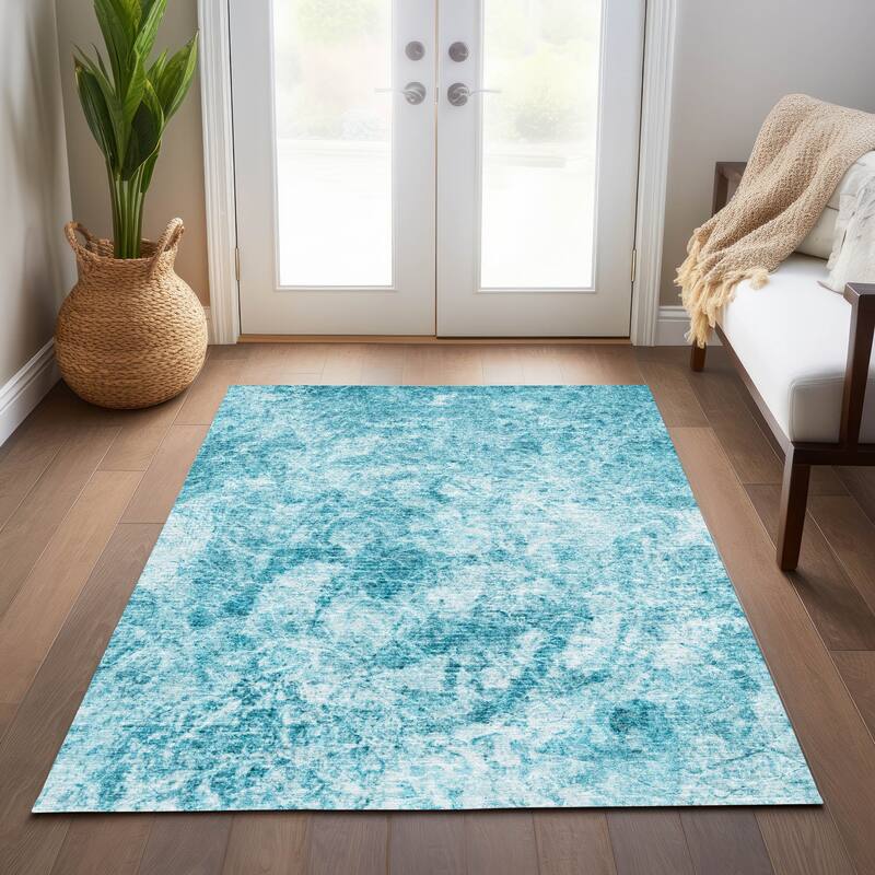 Machine Washable Indoor/ Outdoor Abstract Solid Chantille Rug