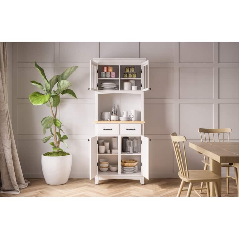 Homestyles Buffet Of Buffets Off-White Wood Buffet with Hutch - 31" x 16" x 72"