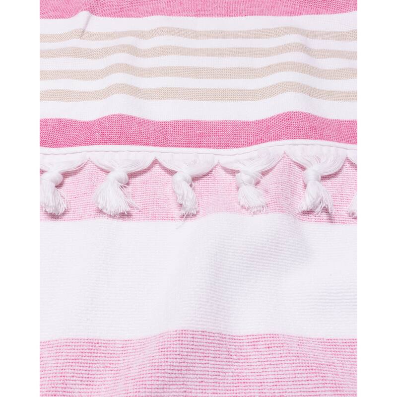 Superior Bahari Stripe Fouta Beach Towel with Tassels - 35" x 68"
