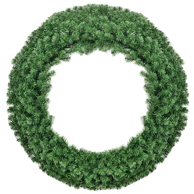 48" Pre-lit Cordless Artificial Christmas Wreath with 200 LED Lights - Green