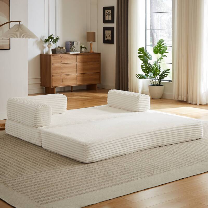 Rossetta Modern Modular Classic Color Scheme Corduroy Fabric Boneless Loveseat Sofa, No Assembly