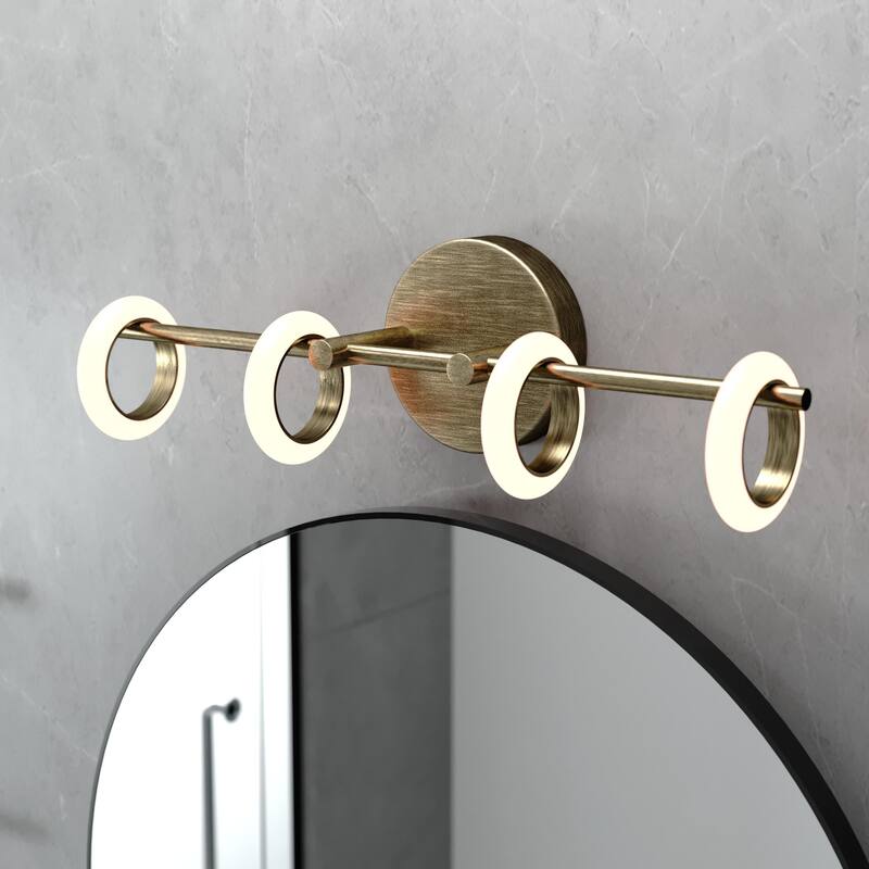 OROMA HOME Loop 4-Light Integrated-LED Bathroom Vanity Light - N/A - Brushed Brass