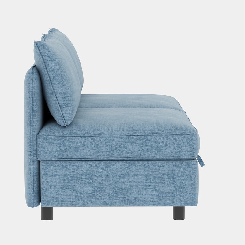 L Shaped Modular Sectional Sofa with Storage, Convertible 8 Seater Sofa with Chaise & Ottoman, Chenille Fabric Sleeper Sofa