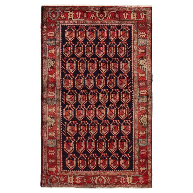 ECARPETGALLERY Hand-knotted Andelz Navy, Red Wool Rug - 4'6 x 7'4 - Dark Navy/ Red - 4'6 x 7'4