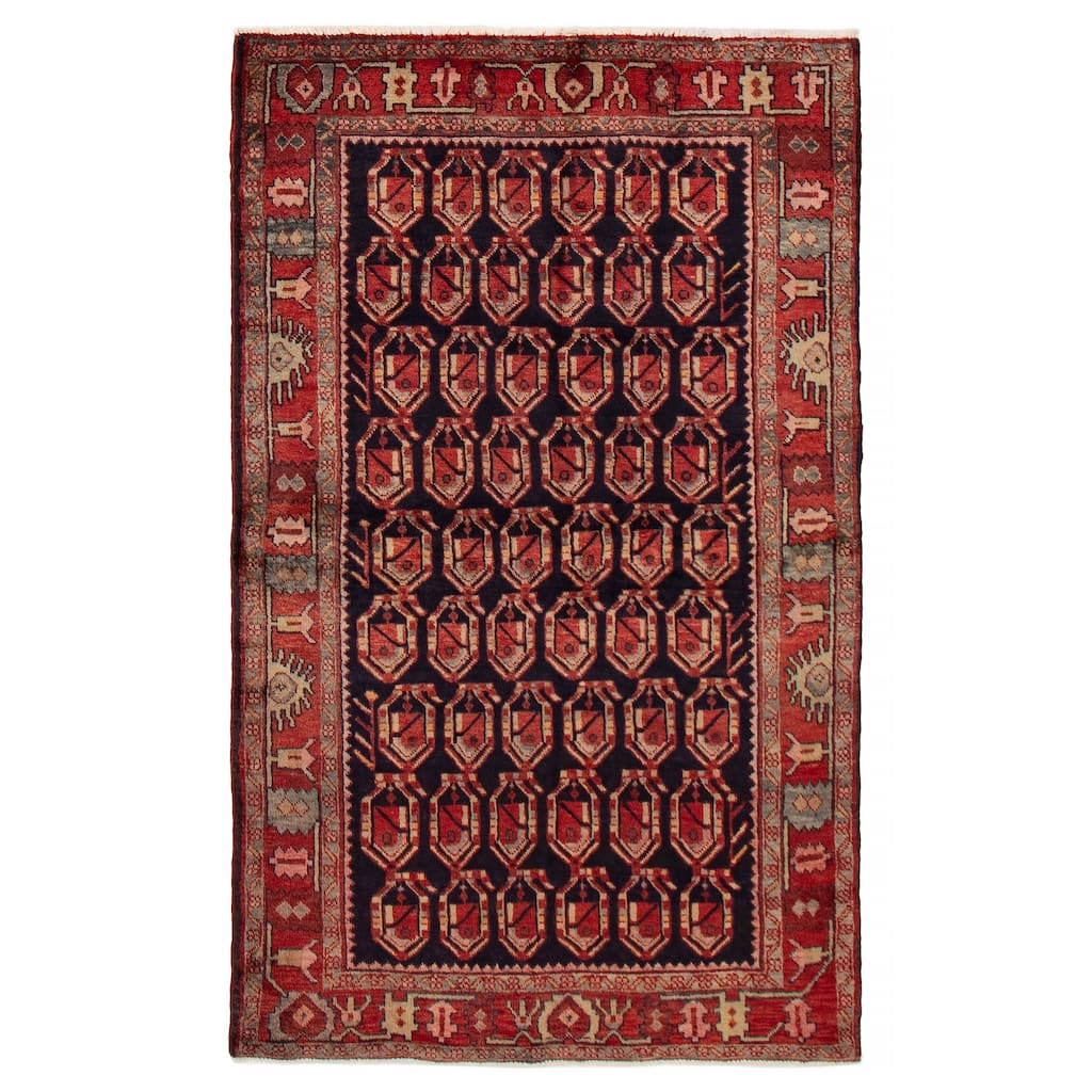ECARPETGALLERY Hand-knotted Andelz Navy, Red Wool Rug - 4'6 x 7'4