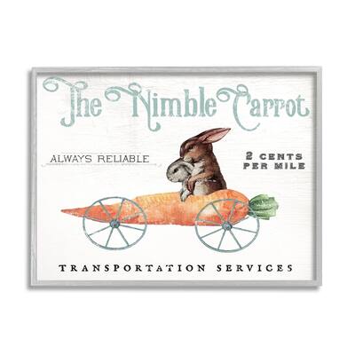 Stupell Vintage Easter Bunny The Nimble Carrot Transportation Advertisement Framed Wall Art - White