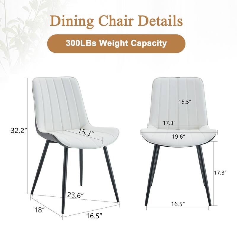 PU Leather Upholstered Solid Back Dining Chair Set of 4