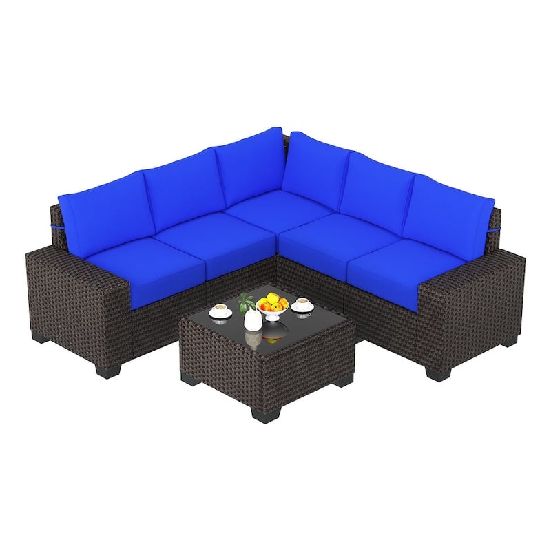 Eie 6-piece Outdoor Patio Furniture Wicker Sectional Sofa Set
